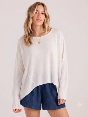Mossimo White Oversized Drop-Shoulder Pullover Sweater Size Medium